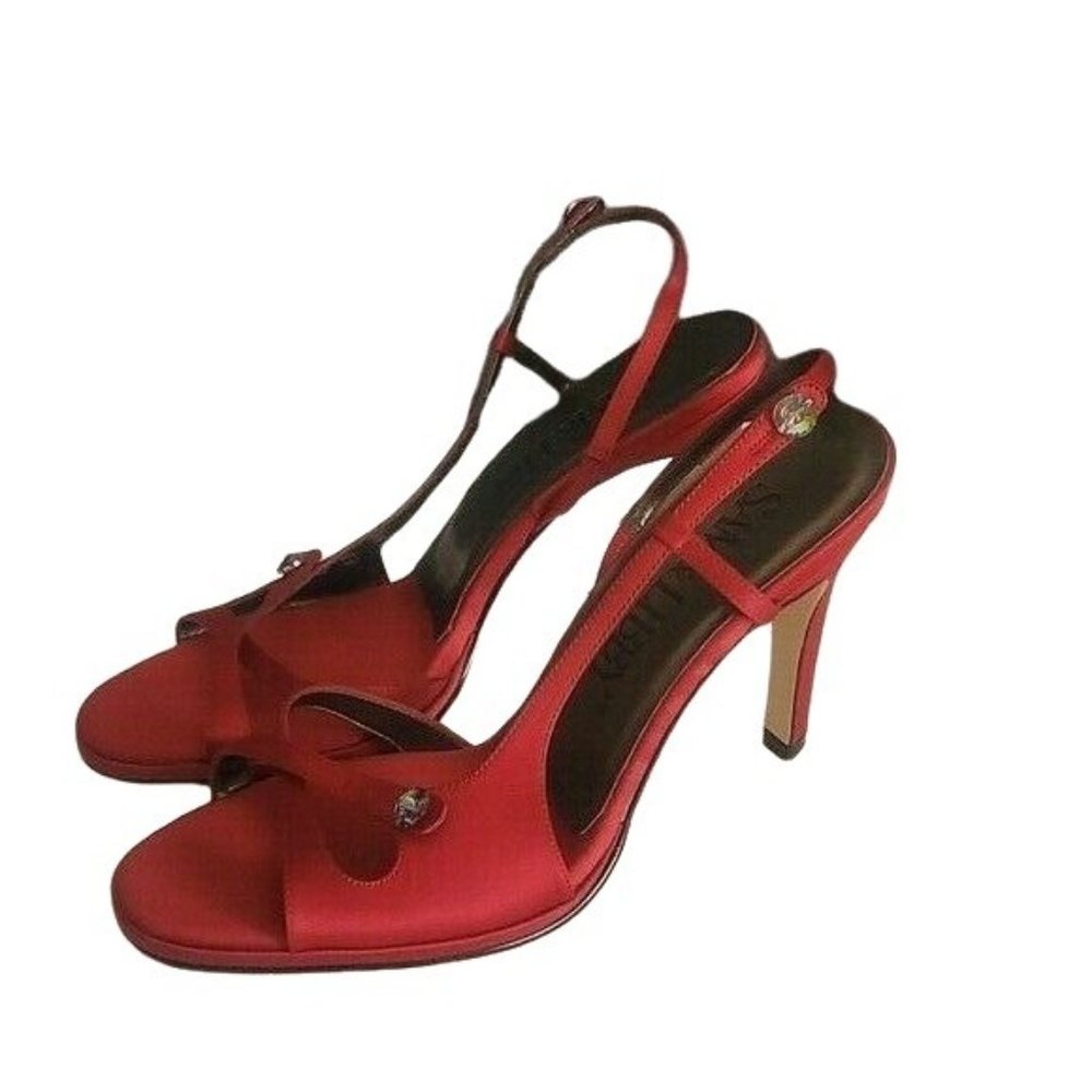 Sam & Libby | Red Strappy Heels | 4.5” inch Heel | Size 9 M |